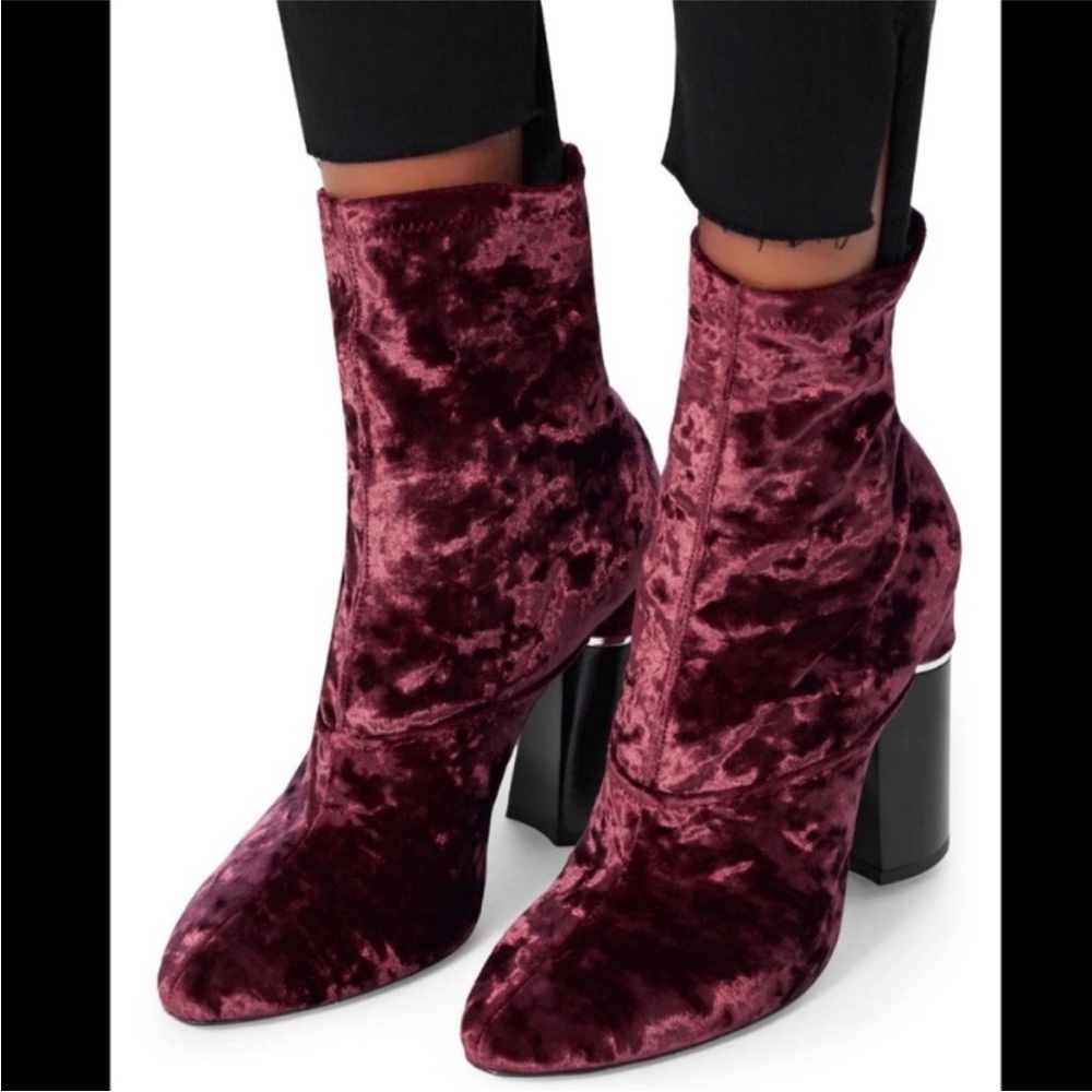 3.1 Phillip Lim Kyoto Syrah burgundy maroon wine Velvet Stretch Boots